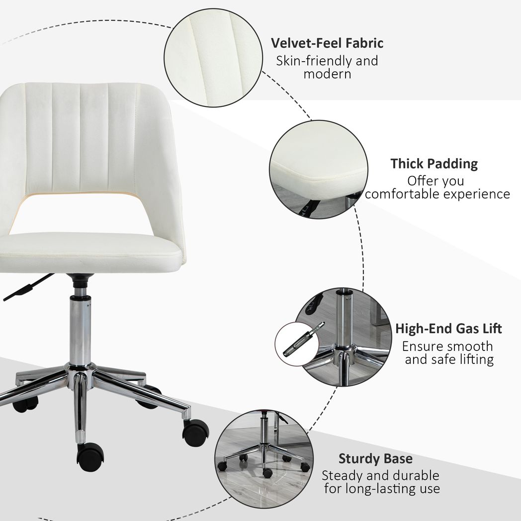 Vinsetto Mid-Back Swivel Home Office Chair Scallop Computer Chair