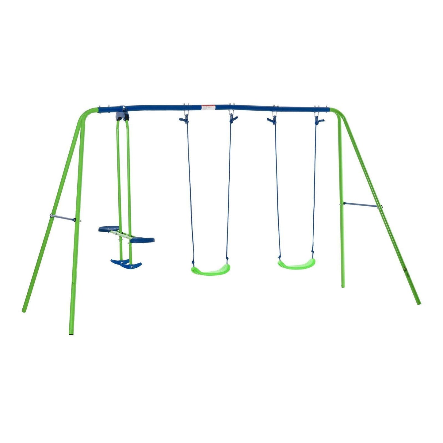 Metal Garden Swing Set Height Adjustable Children Outdoor Backyard Play Set for Toddlers Over 3 Years Old