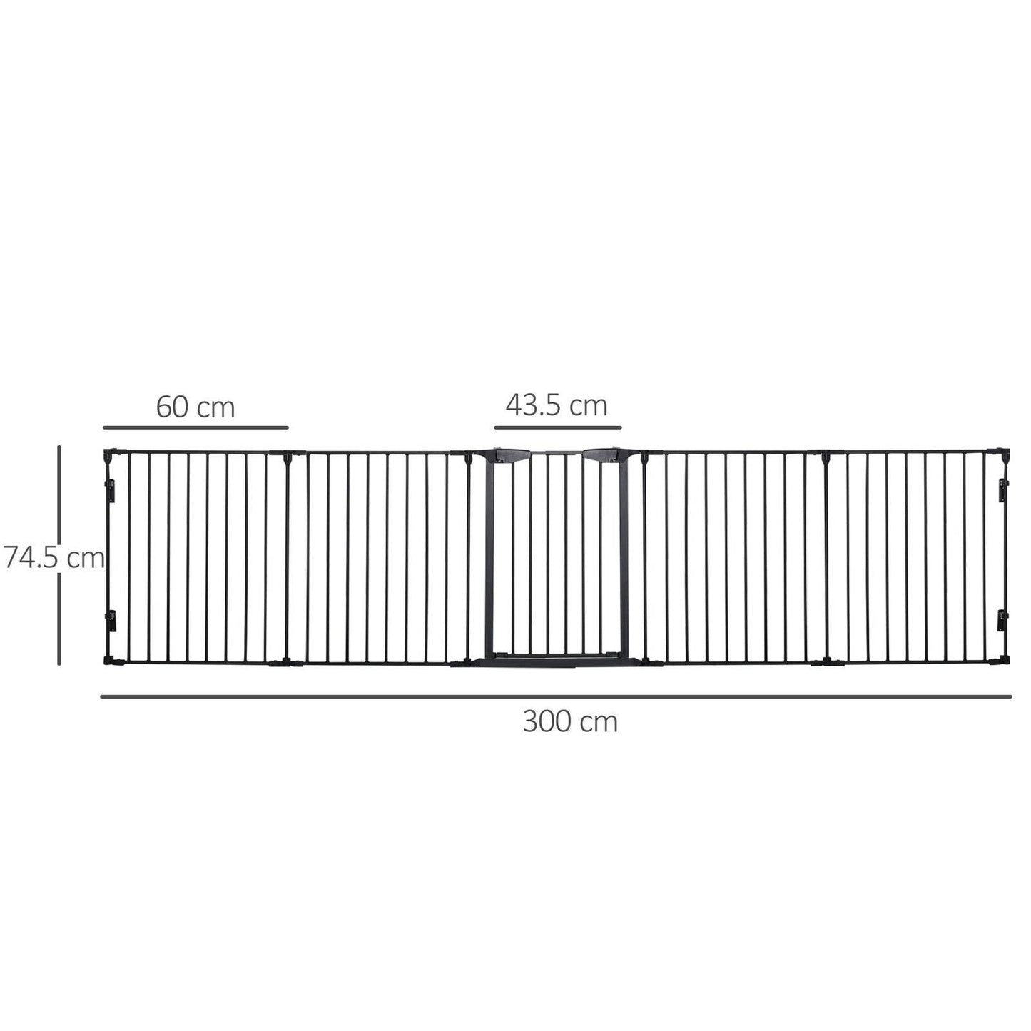 PawHut Pet Safety Gate 5-Panel Playpen Fireplace Christmas Tree Metal Fence Stair Barrier Room Divider with Walk Through Door Automatically Close Lock Black