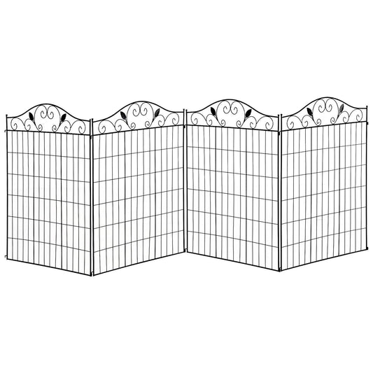 Garden Decorative Fence 4 Panels 44in x 12ft Steel Border Edging for Landscaping