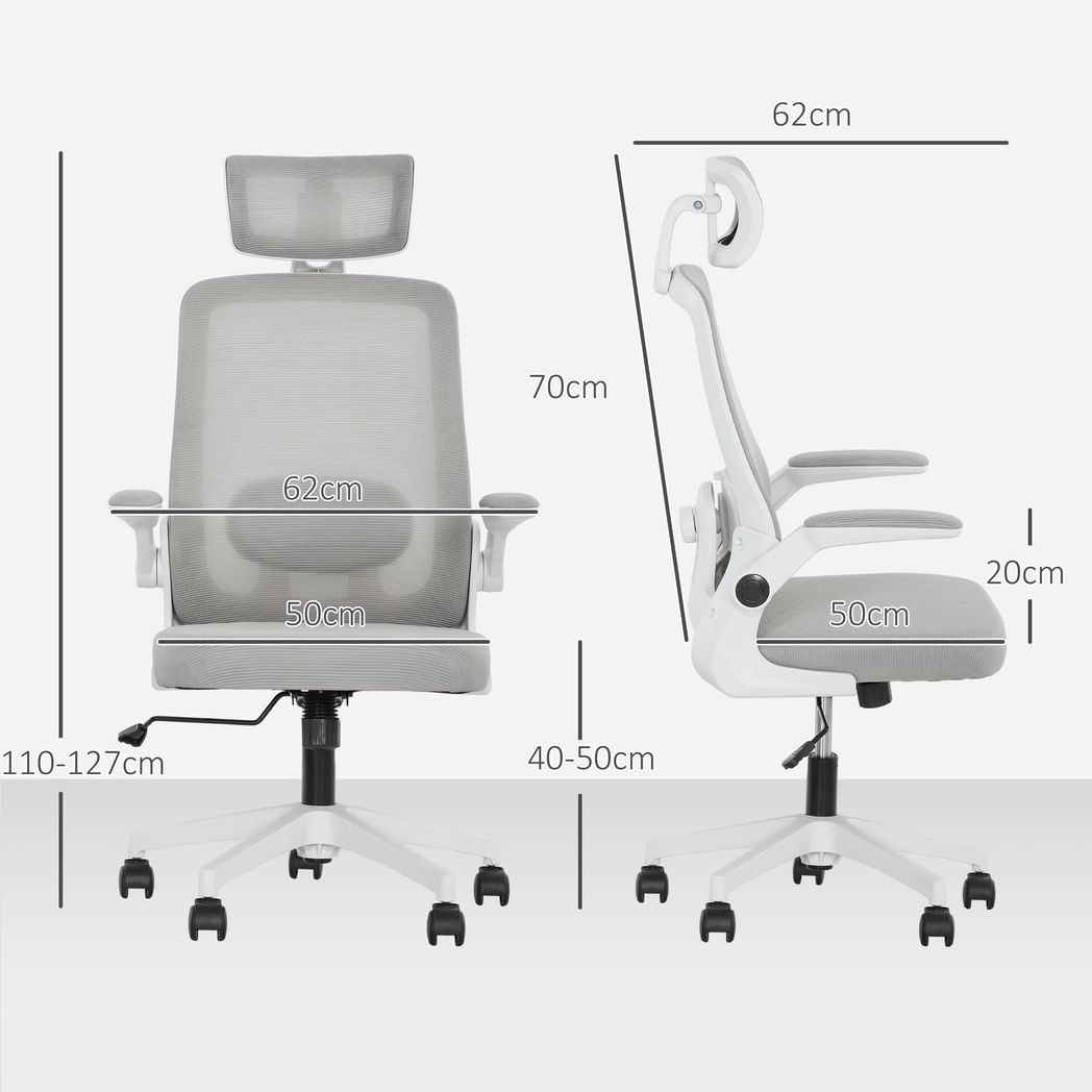 HOMCOM Executive Mesh Office Chair with Headrest, Lumbar Support