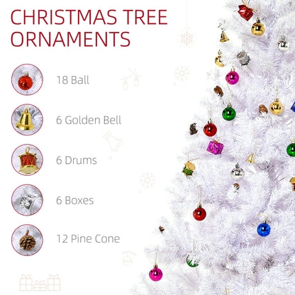 Homcom 5FT Artificial Christmas Tree with Metal Stand Decorations Home Seasonal Elegant Faux White