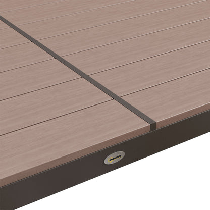 Outsunny 7 PCs Garden Dining Set, Wood-plastic Composite Table & 6 Chairs, Khaki