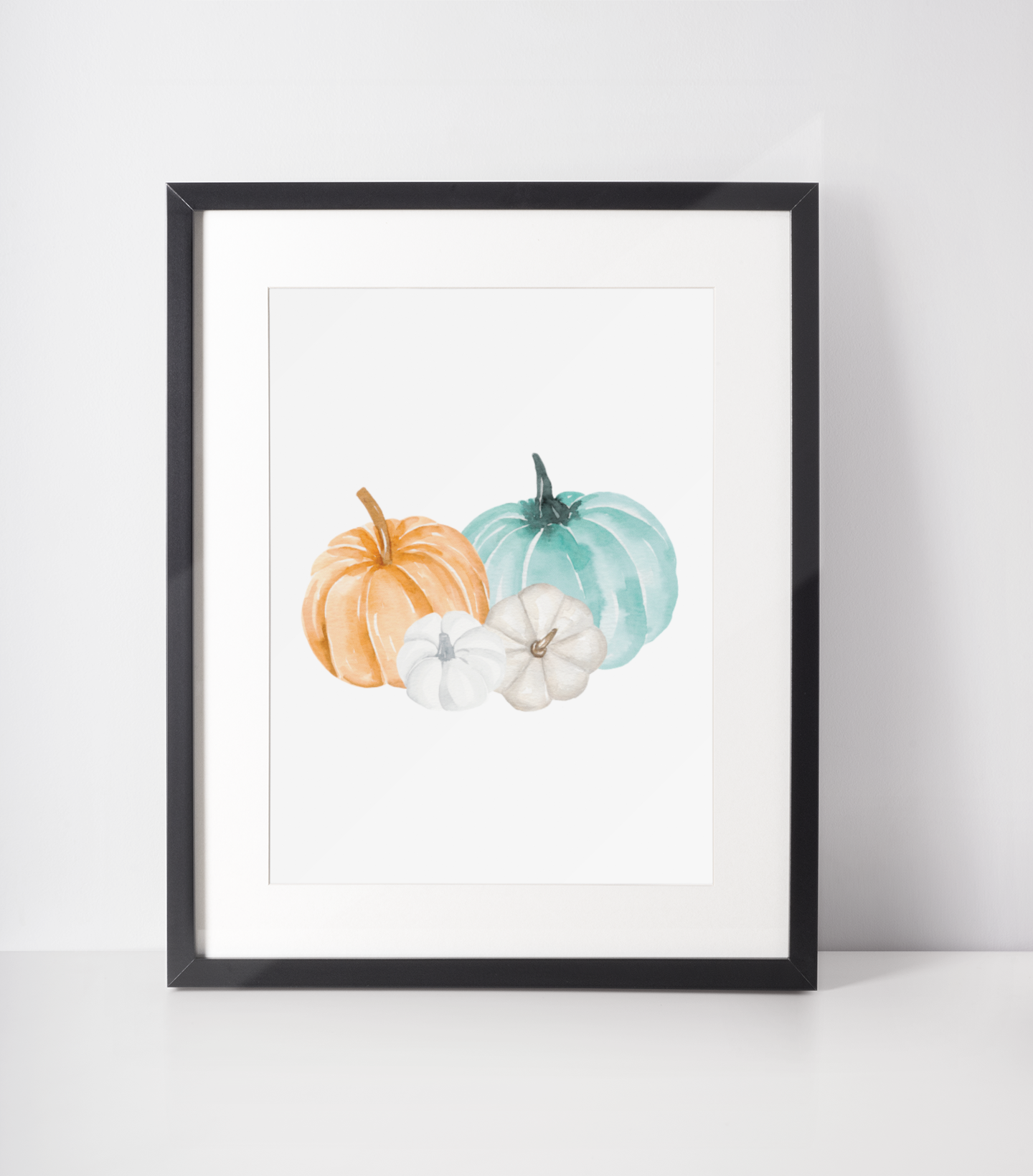 Quadruple Pumpkins Autumn Seasonal Wall Home Decor Print