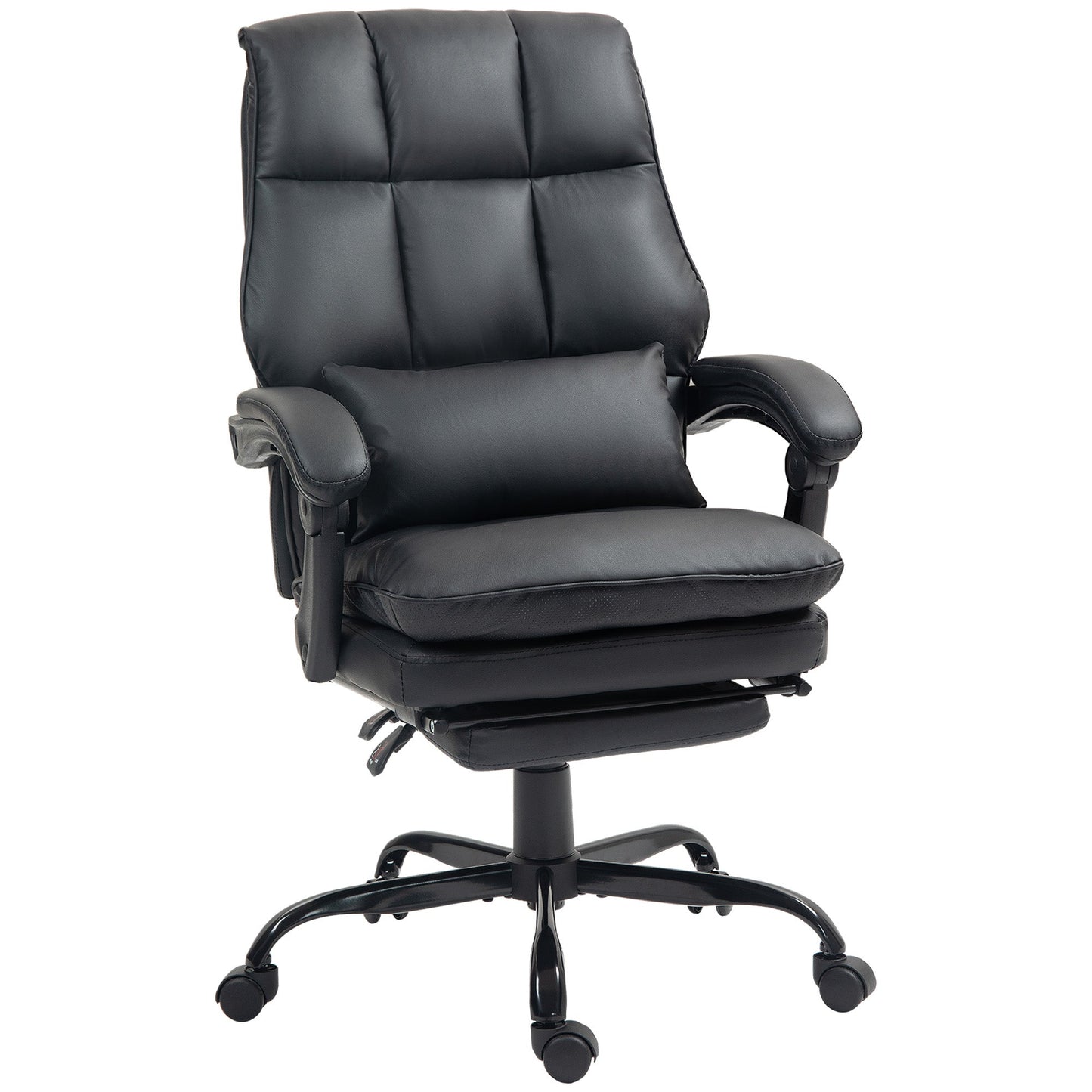 HOMCOM Executive Office Chair, PU Leather Desk Chair with Armrests