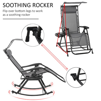 Folding Recliner Chair Outdoor Lounge Rocker Zero-Gravity Seat w/ Adjustable