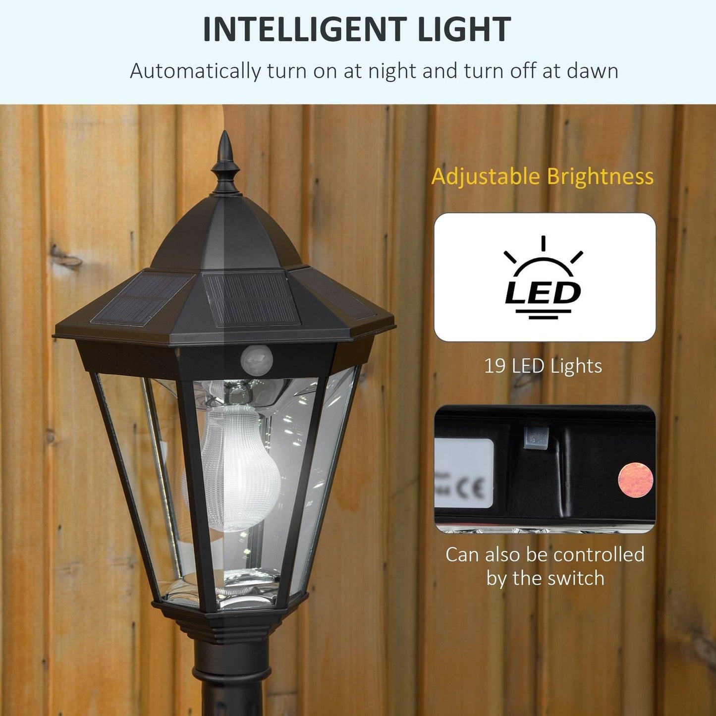Outsunny 1.9M Garden Lamp Post Light