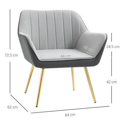 Modern Velvet Armchairs with Gold Steel Legs