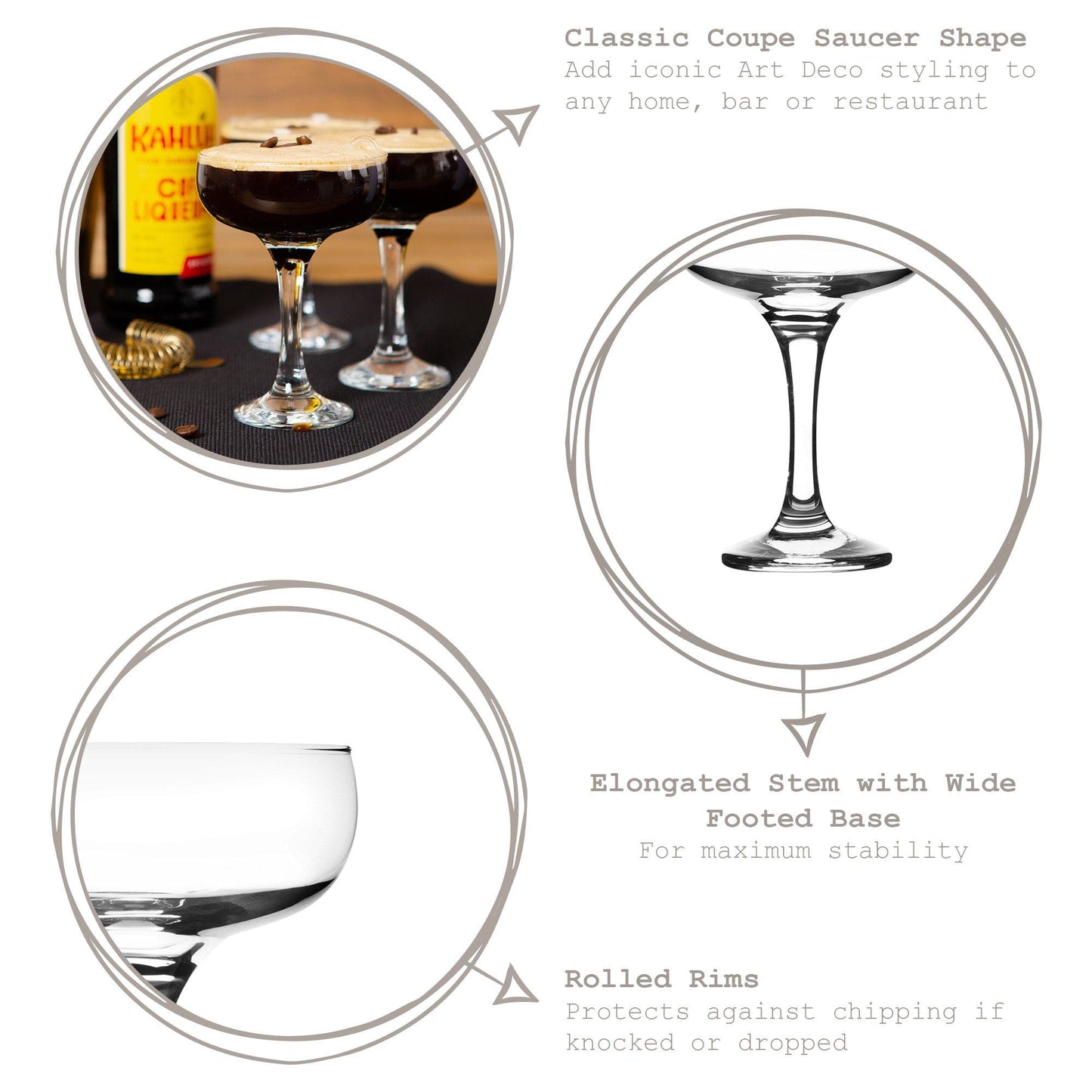 235ml Espresso Martini Glasses - Pack of Six
