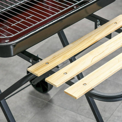 Charcoal Trolley BBQ Barbecue Grill Patio Camping Picnic Garden Party Outdoor Cooking with Windshield