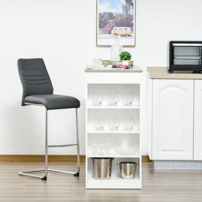 Bar Table Coffee Table Kitchen Dining Table with 4-Tier Storage Shelf for Kitchen