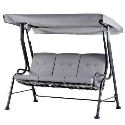 Outdoor 3-person Metal Porch Swing Chair Bench