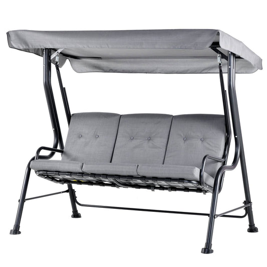 Outdoor 3-person Metal Porch Swing Chair Bench
