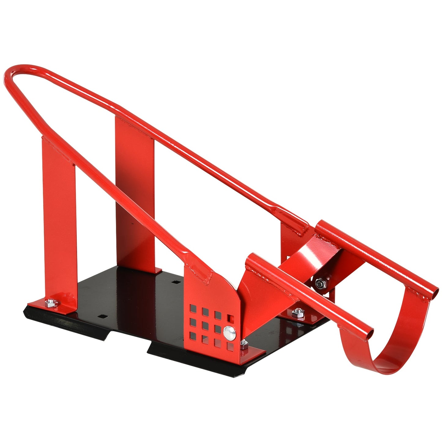 Steel Freestanding Motorcycle Wheel Chock Red