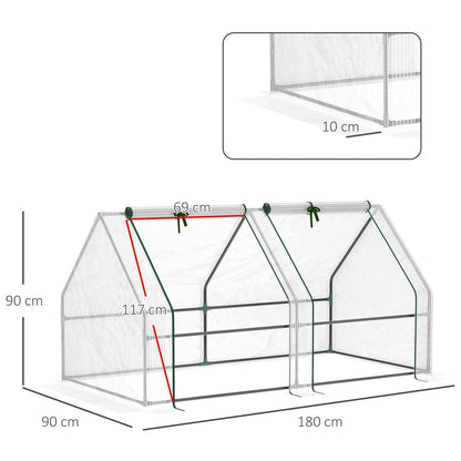 Mini Small Greenhouse with Steel Frame & PE Cover & Zippered Window Poly tunnel Steeple for Plants Vegetables