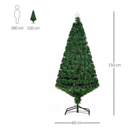 5FT Pre-Lit Fibre Optic Artificial Christmas Tree Holiday Xmas Décor with Tree Topper Multi-Colour