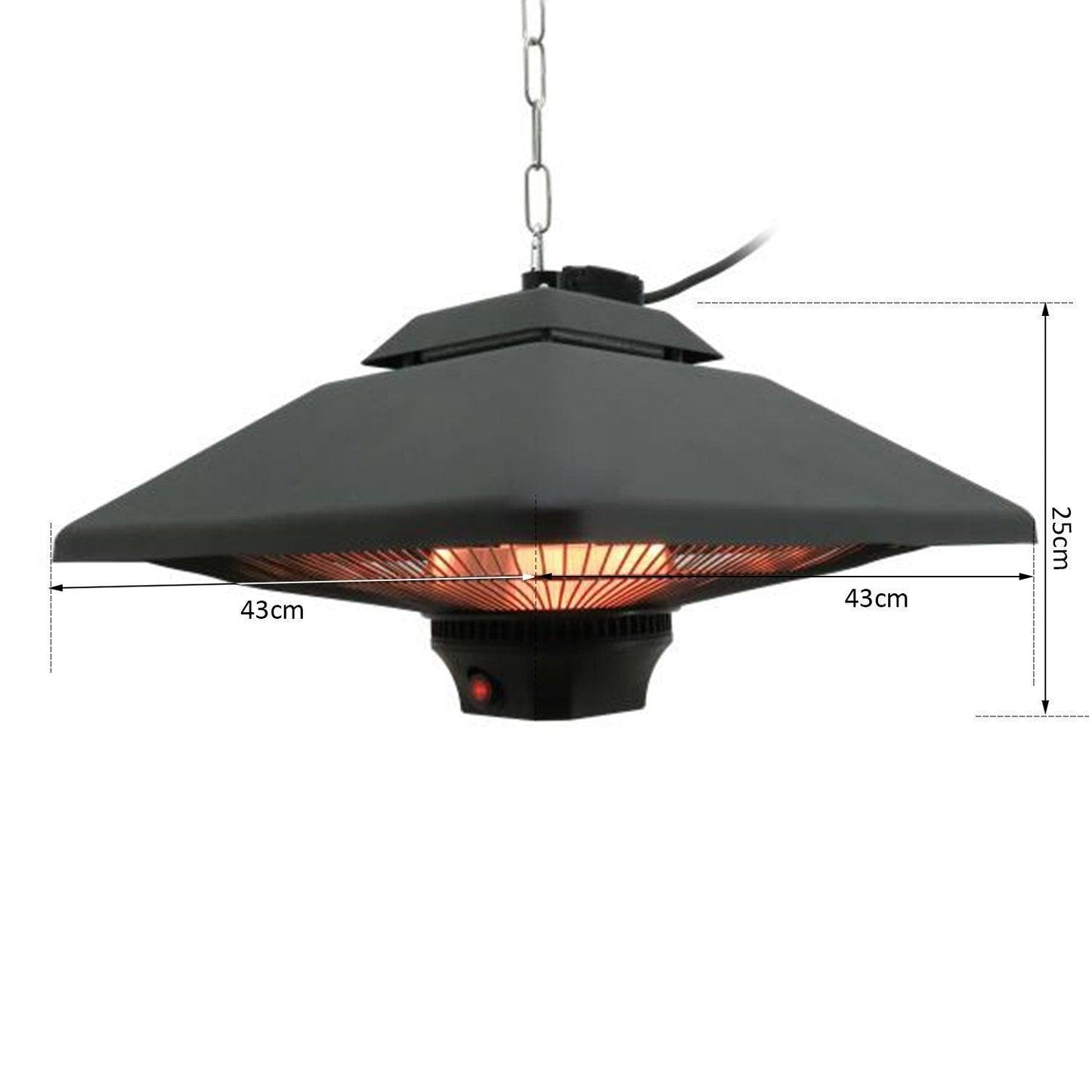 Outsunny Hanging Halogen Heater 2000 W-Black