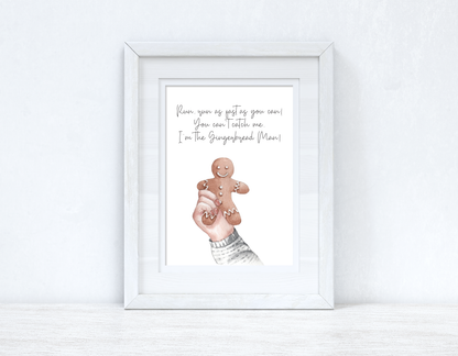Run, Run As Fast As You Can Gingerbread Man Christmas Seasonal Winter Wall Home Decor Print