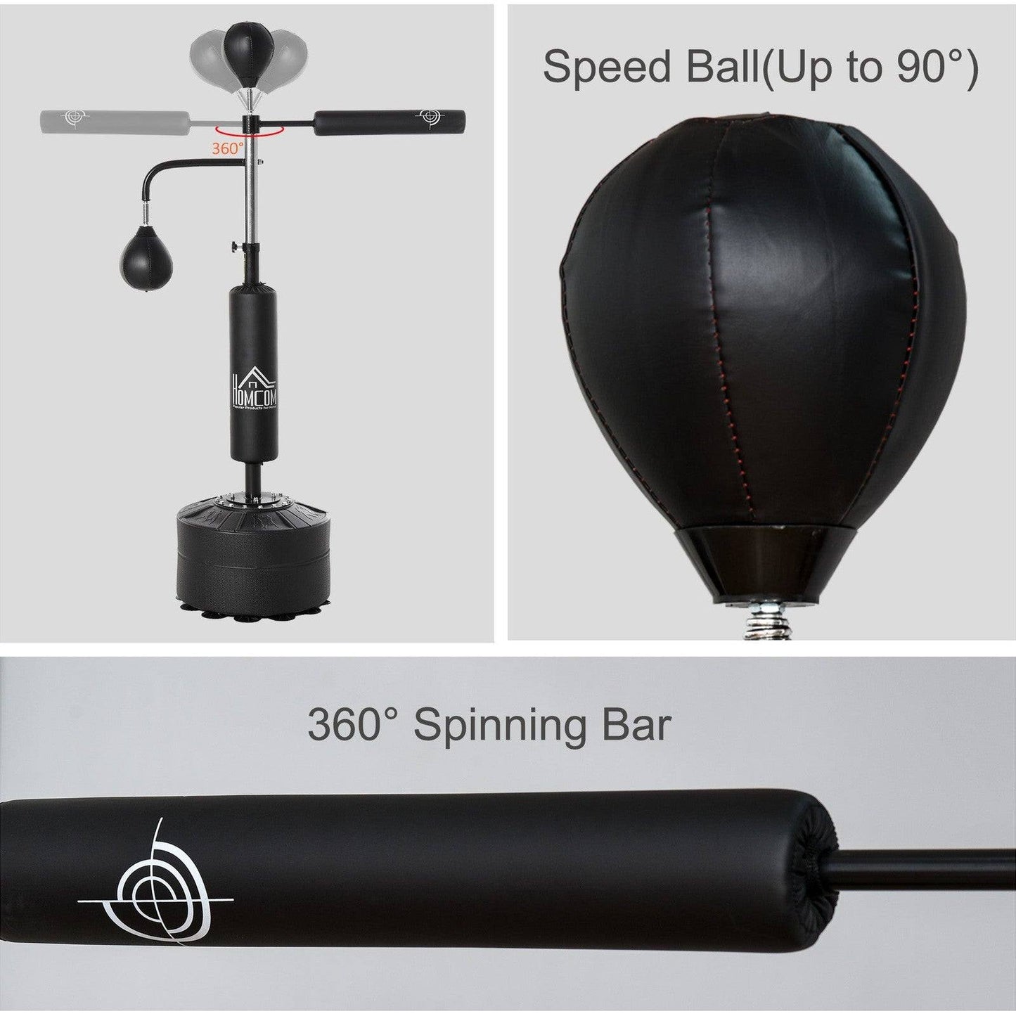 3-in-1 Freestanding Boxing Punching Bag Stand with 2 Speed Balls