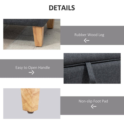 Linen-Look Storage Ottoman