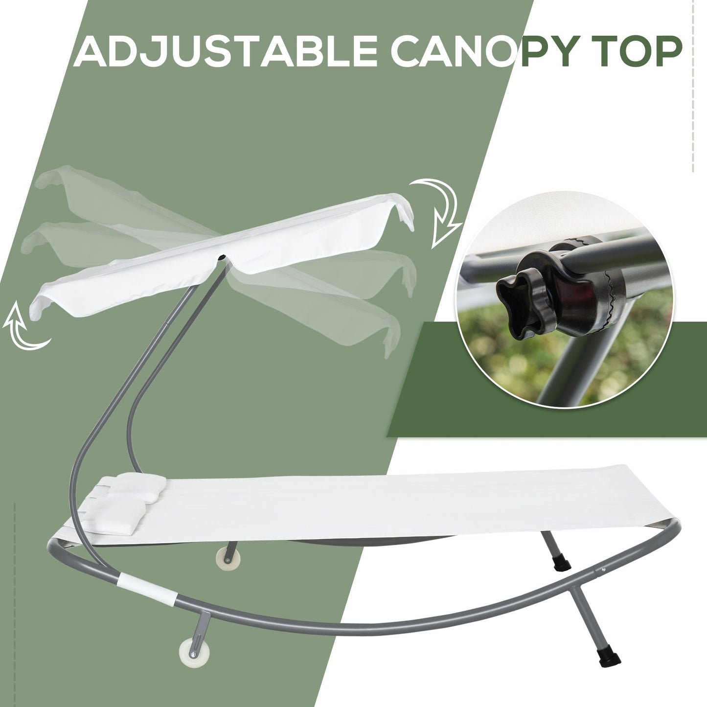 Patio Double Hammock Sun Lounger Bed w/ Canopy Shelter