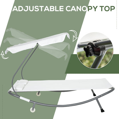 Patio Double Hammock Sun Lounger Bed w/ Canopy Shelter