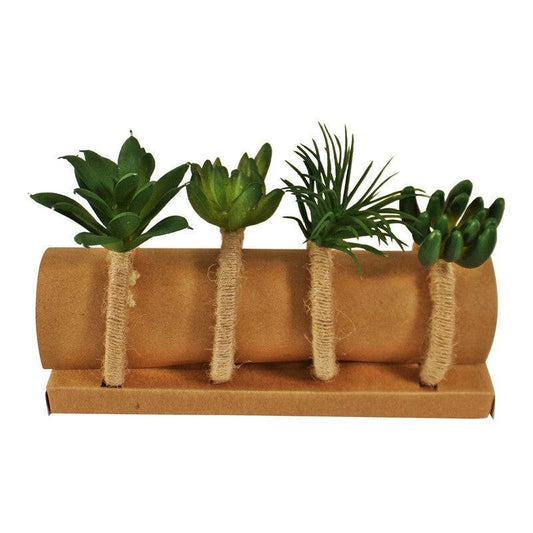 4x Succulent Napkin Ring Jute - 9cm