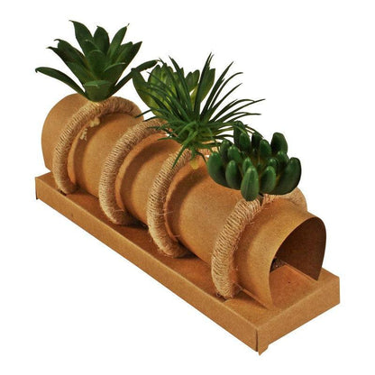 4x Succulent Napkin Ring Jute - 9cm