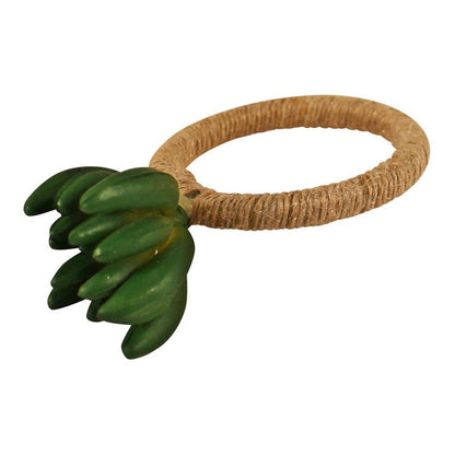 4x Succulent Napkin Ring Jute - 9cm