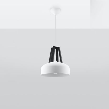 Pendant lamp steel, wood Casco modern Design E27