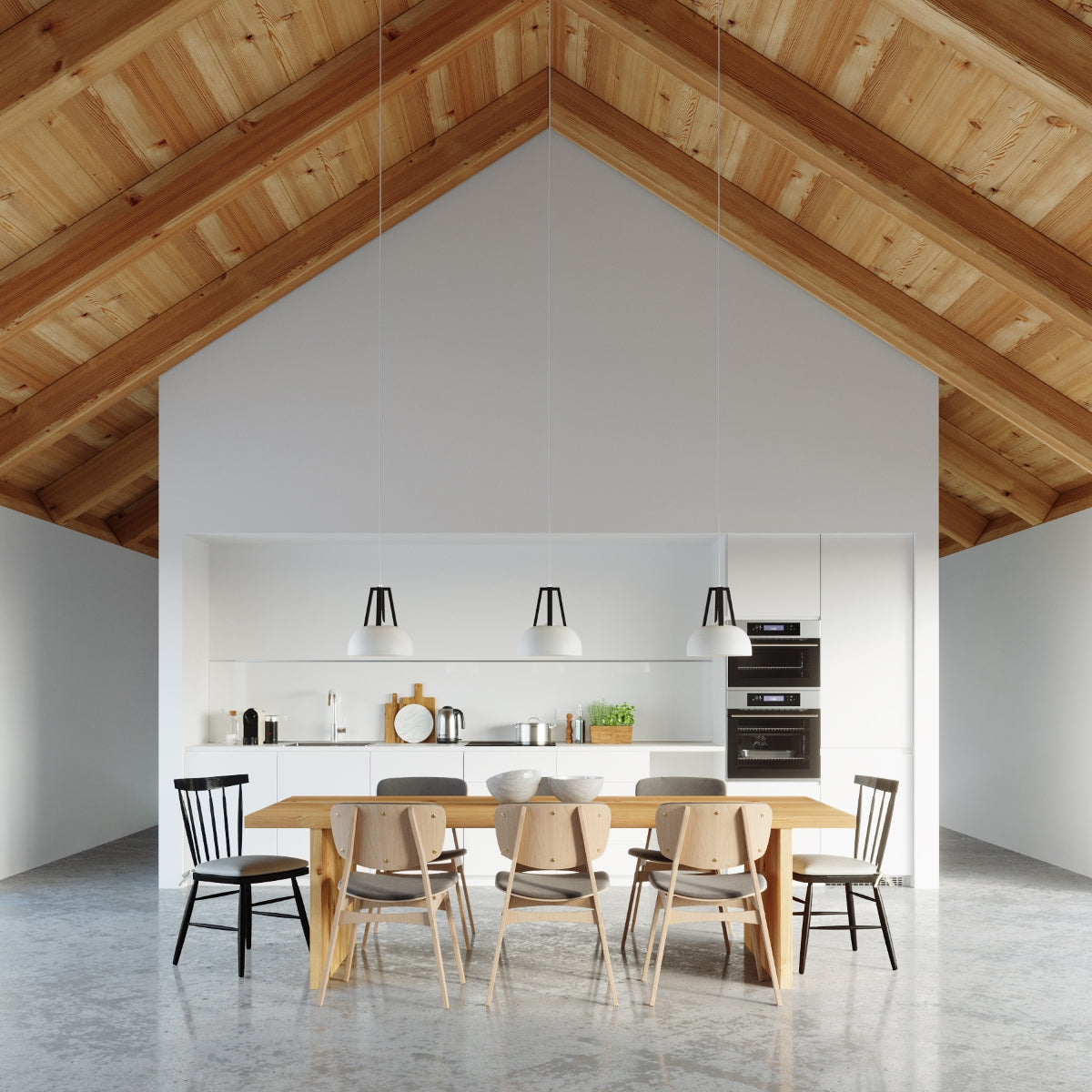 Pendant lamp steel, wood Casco modern Design E27