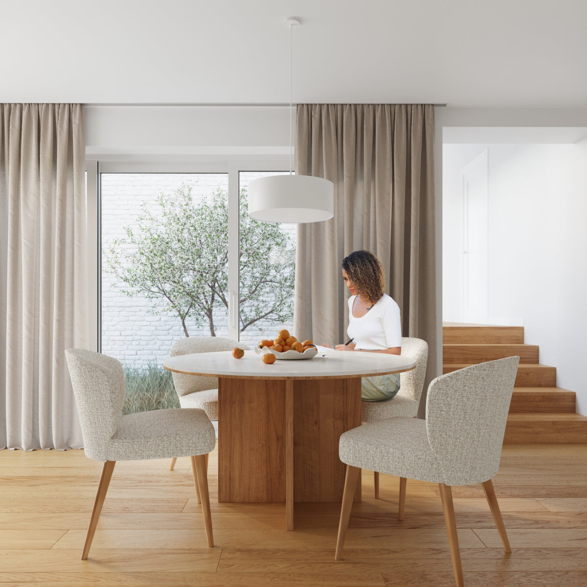 Chandelier fabric, PVC, steel Rollo minimalistic Design E27