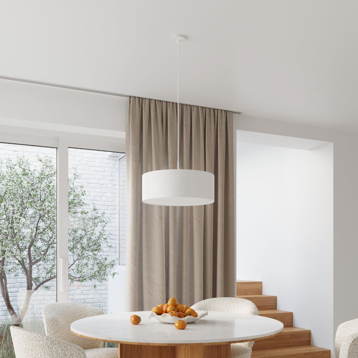 Chandelier fabric, PVC, steel Rollo minimalistic Design E27