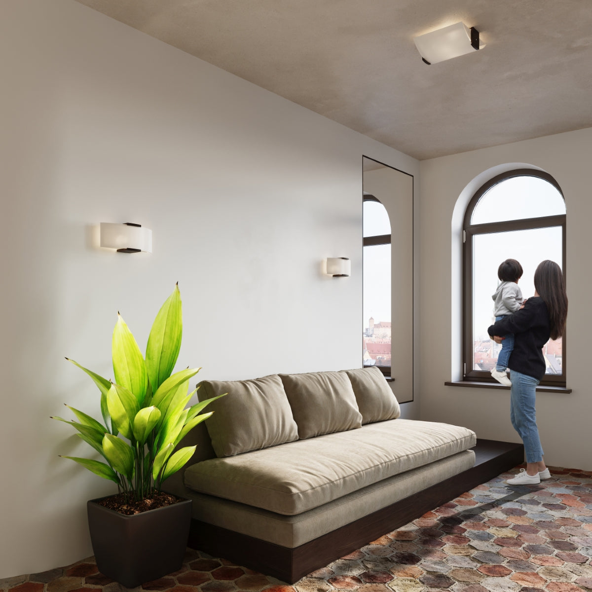 Wall lamp wood, glass Emilio modern Design E14