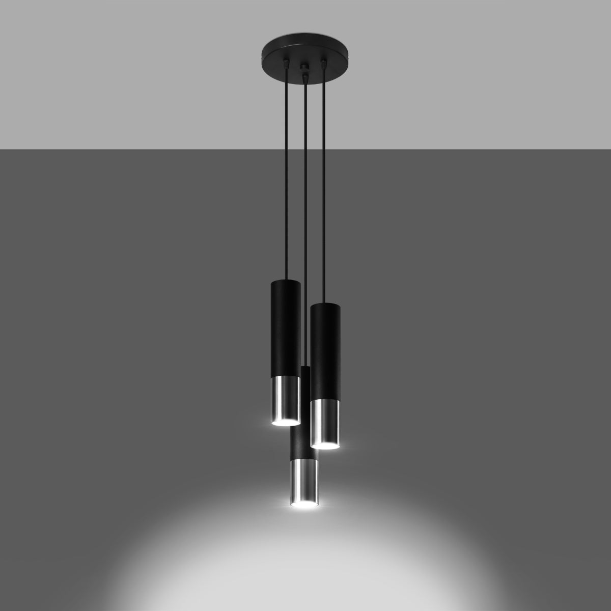 Loopez Steel Black/Chrome 3P Light Classic Pendant Ceiling Light
