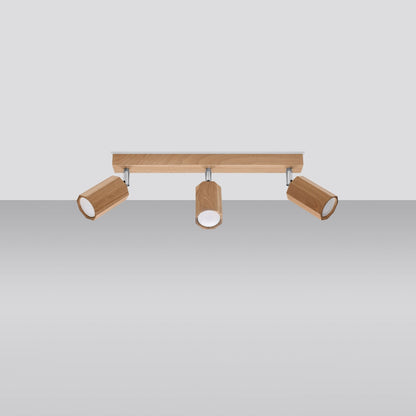 Zake Wood Bronze 3 Light Classic Ceiling Light Scandinavian Design