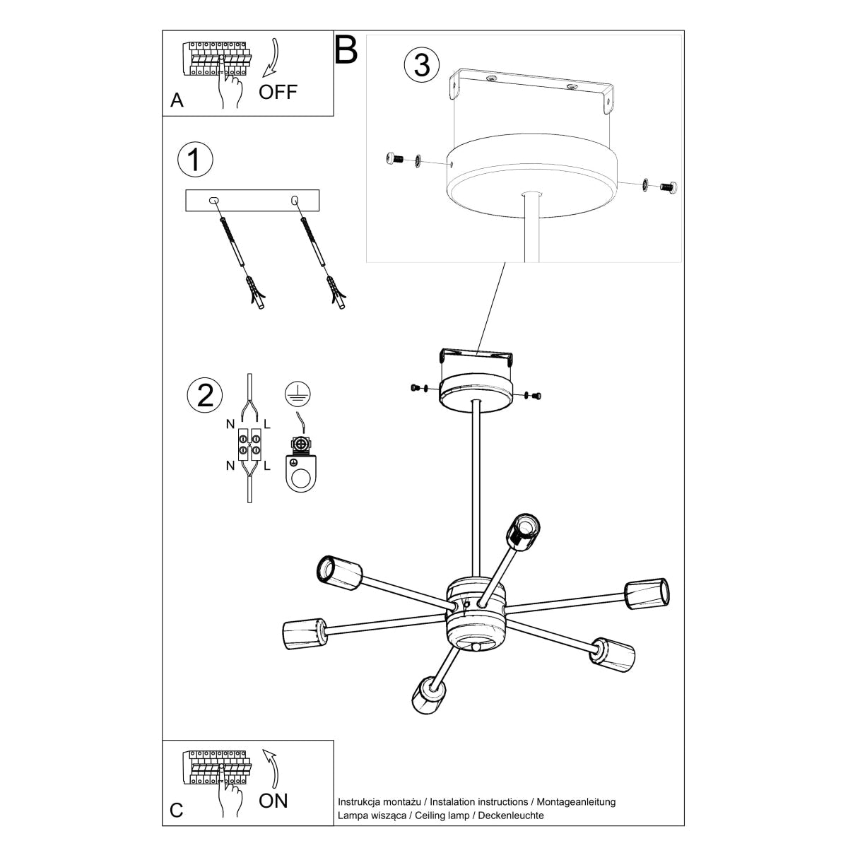 Chandelier steel Lango modern Design E27