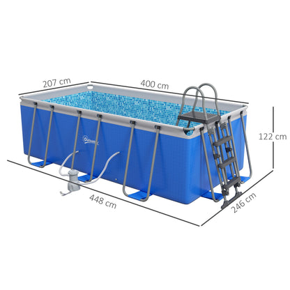 Outsunny Rectangle Above Ground Swimming Pool with Pump and Ladder