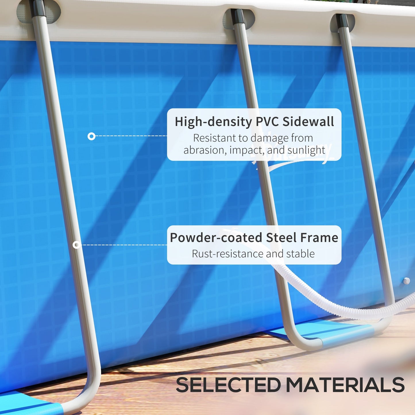 Outsunny Rectangle Above Ground Swimming Pool with Pump and Ladder