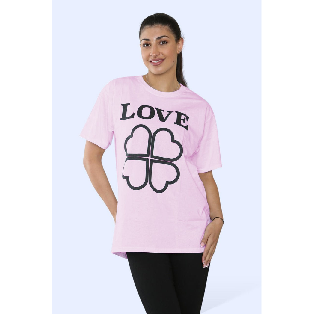 Ladies Love Printed Short Sleeve T-Shirt Top