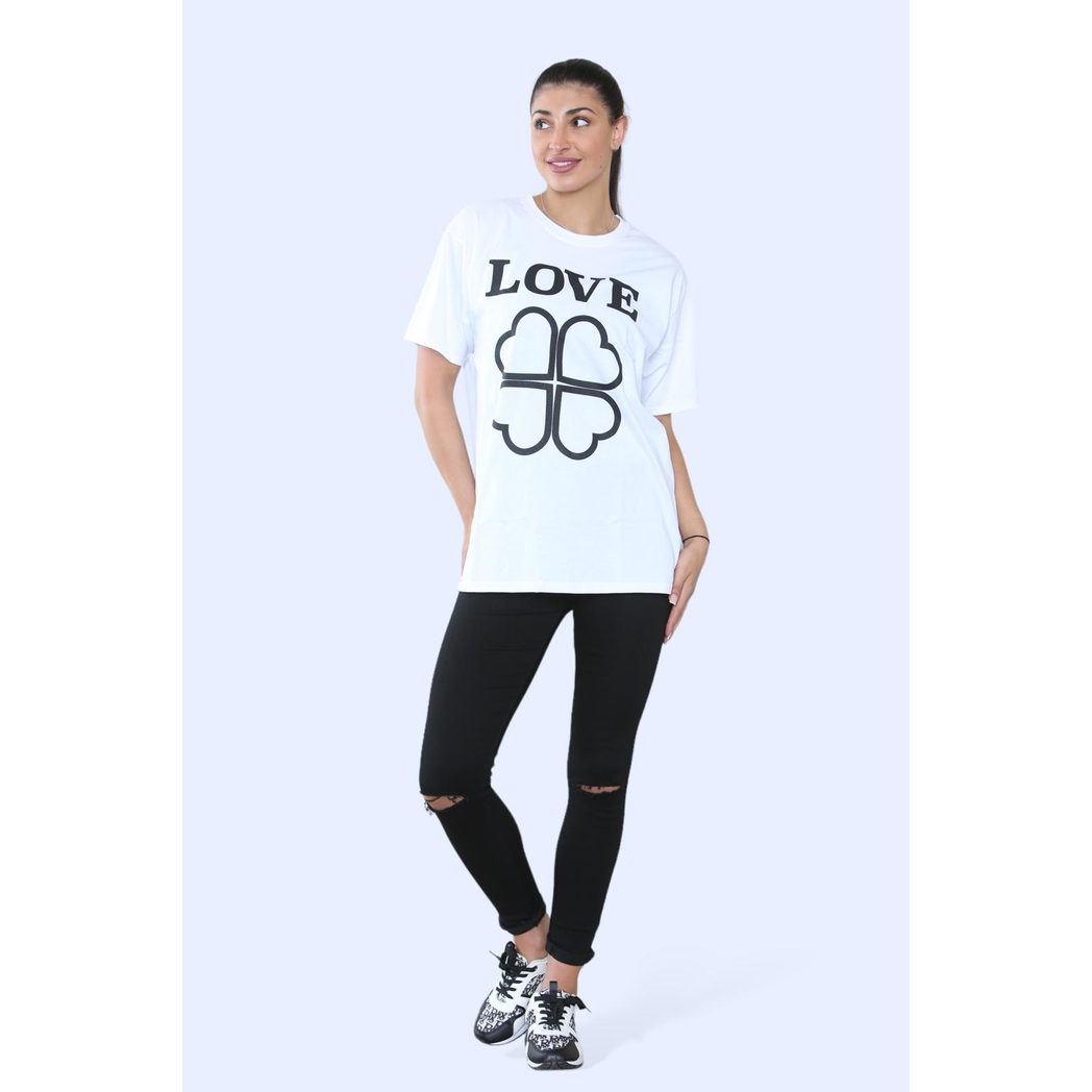 Ladies Love Printed Short Sleeve T-Shirt Top
