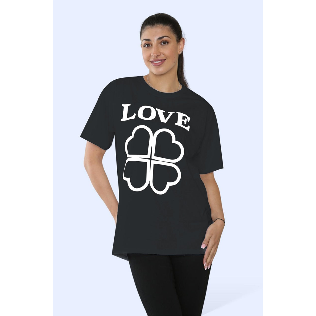 Ladies Love Printed Short Sleeve T-Shirt Top