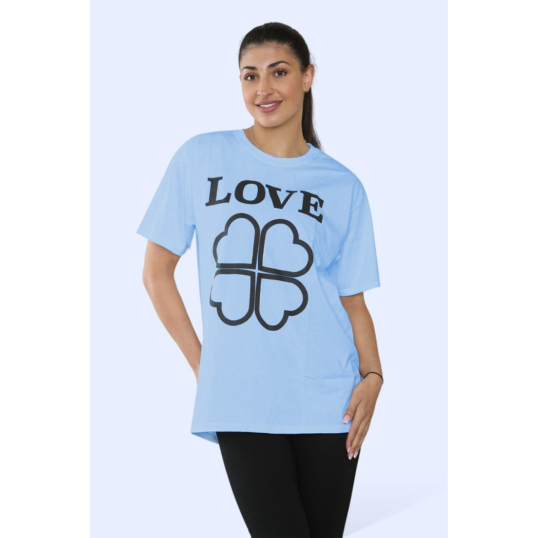 Ladies Love Printed Short Sleeve T-Shirt Top