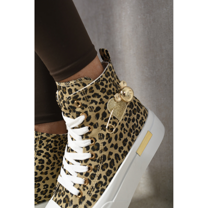 High Top Lace Up Platform Ankle Trainers with Decorative Detail