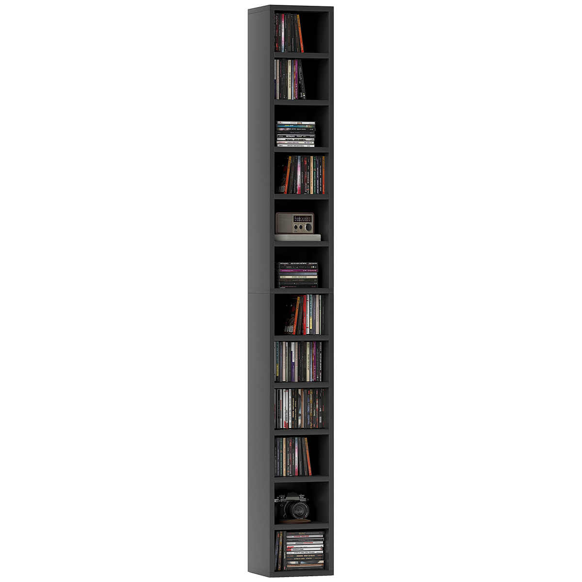 HOMCOM 204 CD Storage Tower Tall Bookcase Bookshelf with 12 Cubes