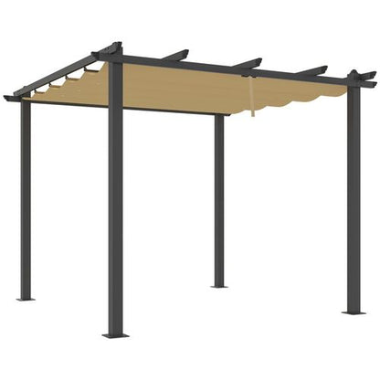 Outsunny 3 x 3(m) Aluminium Pergola with Retractable Roof, Garden Gazebo