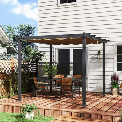 Outsunny 3 x 3(m) Aluminium Pergola with Retractable Roof, Garden Gazebo