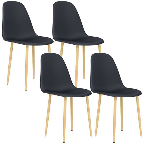 HOMCOM Dining Chairs Set of 4 w/ Curved Back, Steel Legs