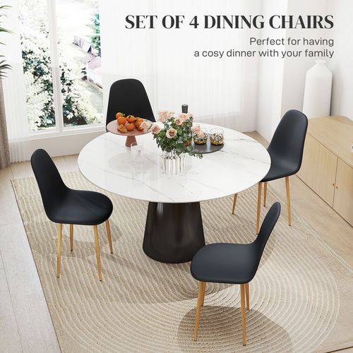 HOMCOM Dining Chairs Set of 4 w/ Curved Back, Steel Legs