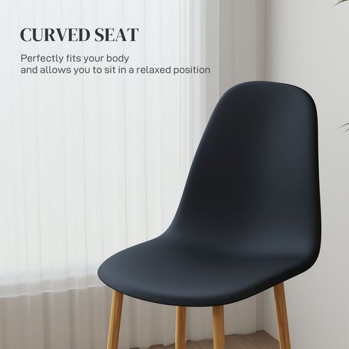 HOMCOM Dining Chairs Set of 4 w/ Curved Back, Steel Legs